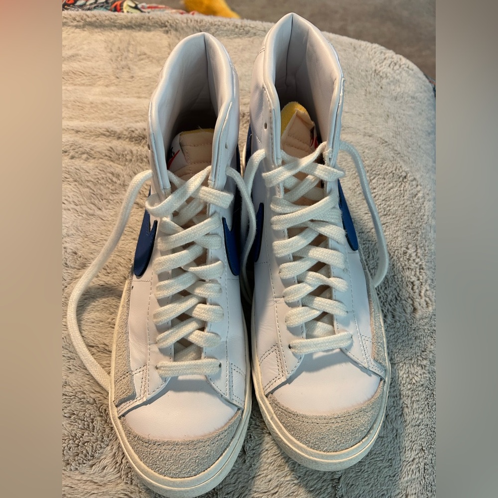 Nike Blazer White and Blue High-Top Sneakers